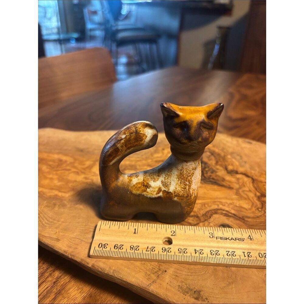 MCM Small Ceramic Cat Figurine - Brown and Cream - Picture 4 of 7